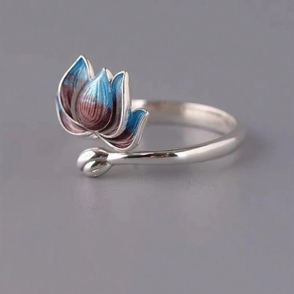 Silver Lotus Flower Ring